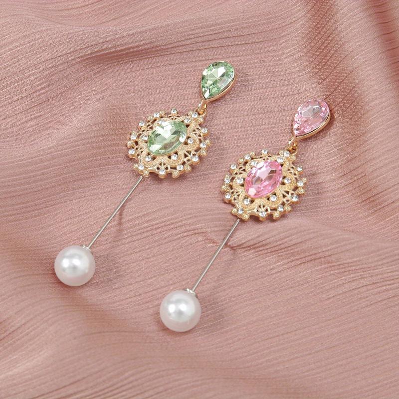 Faux Pearl Rhinestone Pin Brooches for Scarf Dresses