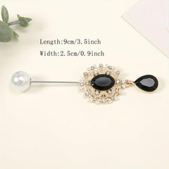 Faux Pearl Rhinestone Pin Brooches for Scarf Dresses