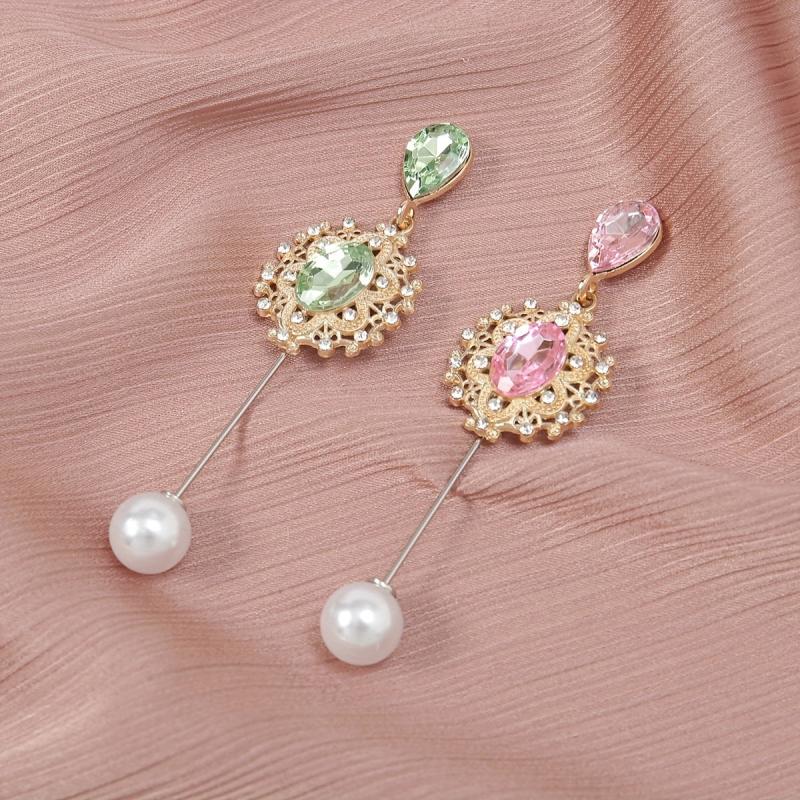 Faux Pearl Rhinestone Pin Brooches for Scarf Dresses