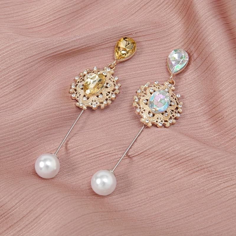 Faux Pearl Rhinestone Pin Brooches for Scarf Dresses