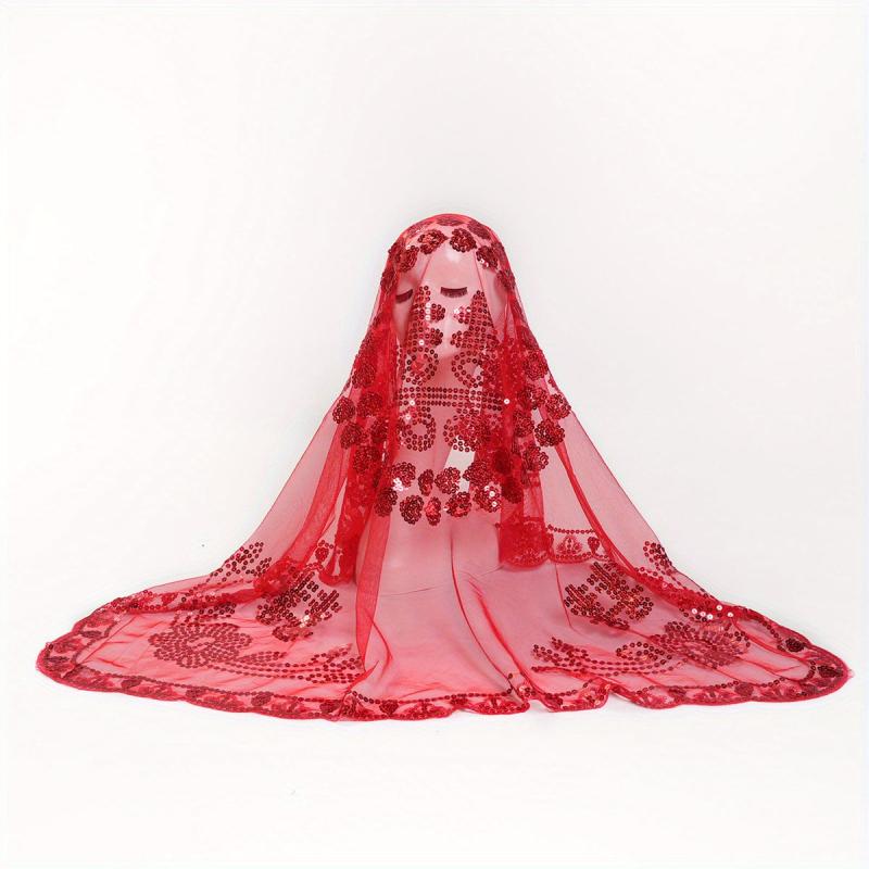 Red Transparent Hijab Lightweight Breathable Turban Women's Headscarf Scarf