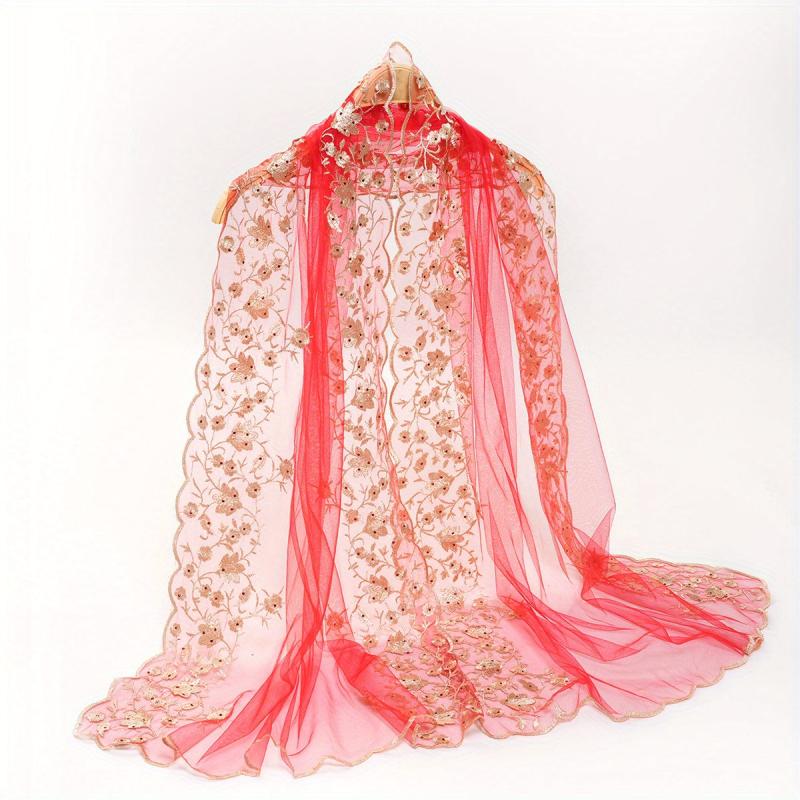 Red Transparent Hijab Lightweight Breathable Turban Women's Headscarf Scarf