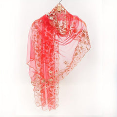 Red Transparent Hijab Lightweight Breathable Turban Women's Headscarf Scarf