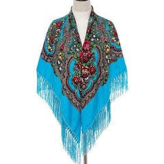 Print Square Scarf Tassel Shawl Women's Clothing Accessories