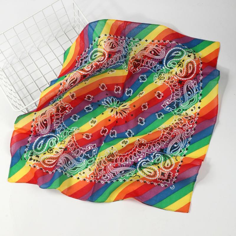 Rainbow Paisley Print Bandana Hip Hop Square Scarf Head Wrap
