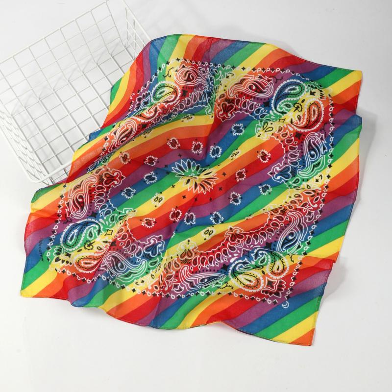 Rainbow Paisley Print Bandana Hip Hop Square Scarf Head Wrap