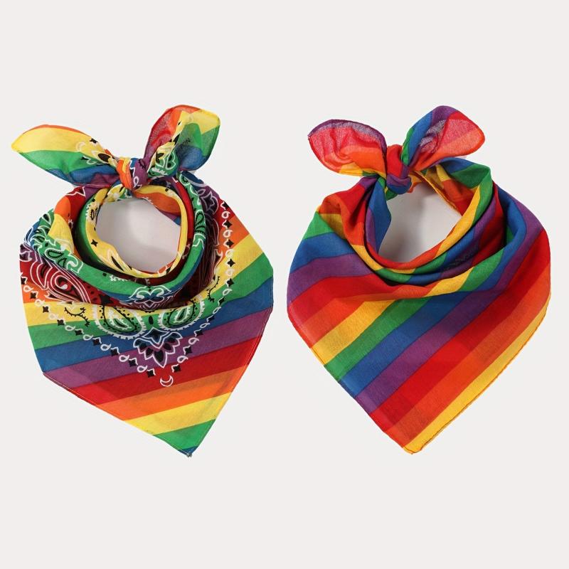 Rainbow Paisley Print Bandana Hip Hop Square Scarf Head Wrap