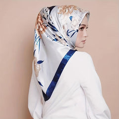 Flower Print Satin Bandana Casual Shawl Vintage Neckerchief