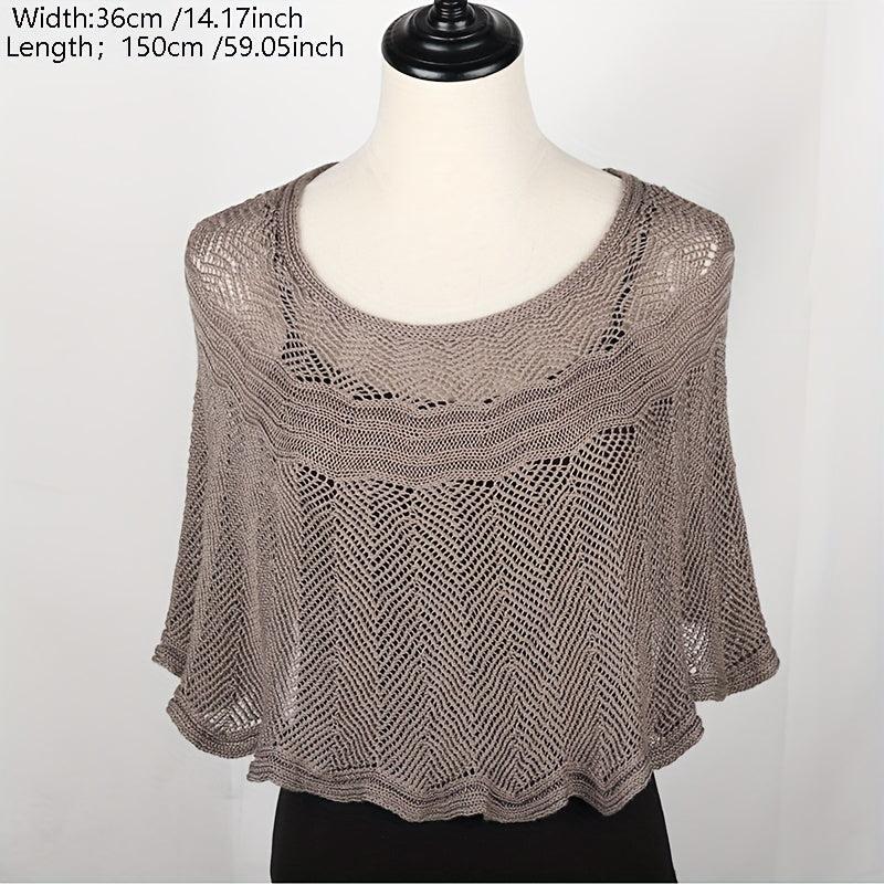 Ruffles Hollow Knitted Shawl Casual Solid Wrap Cape Women Dress Accessories