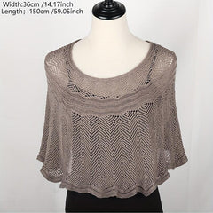 Ruffles Hollow Knitted Shawl Casual Solid Wrap Cape Women Dress Accessories
