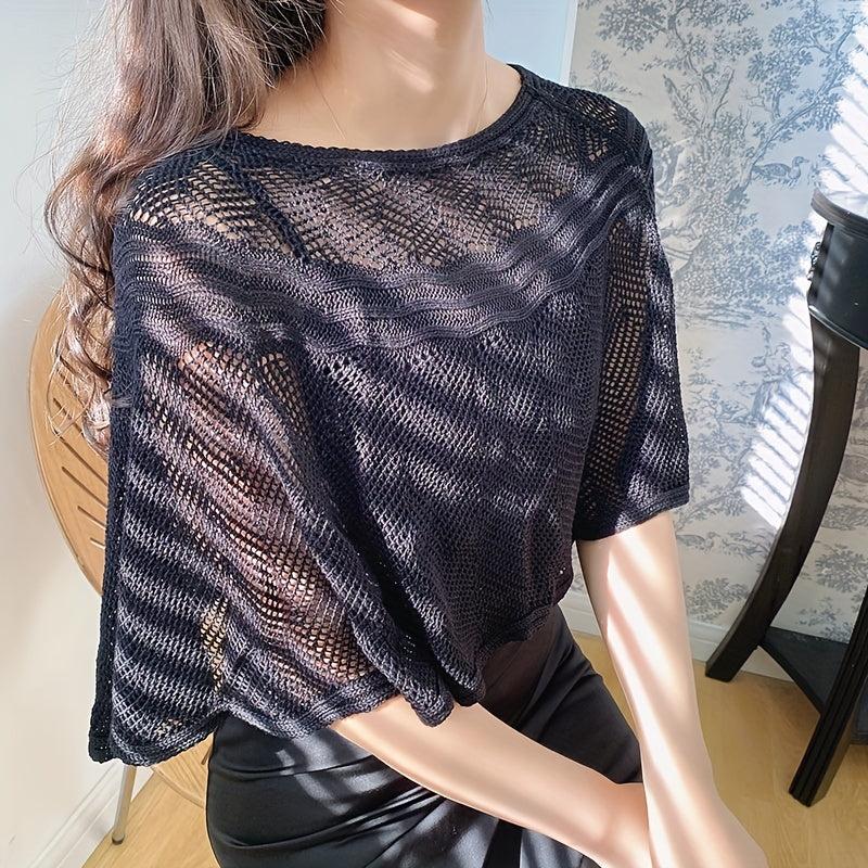 Ruffles Hollow Knitted Shawl Casual Solid Wrap Cape Women Dress Accessories