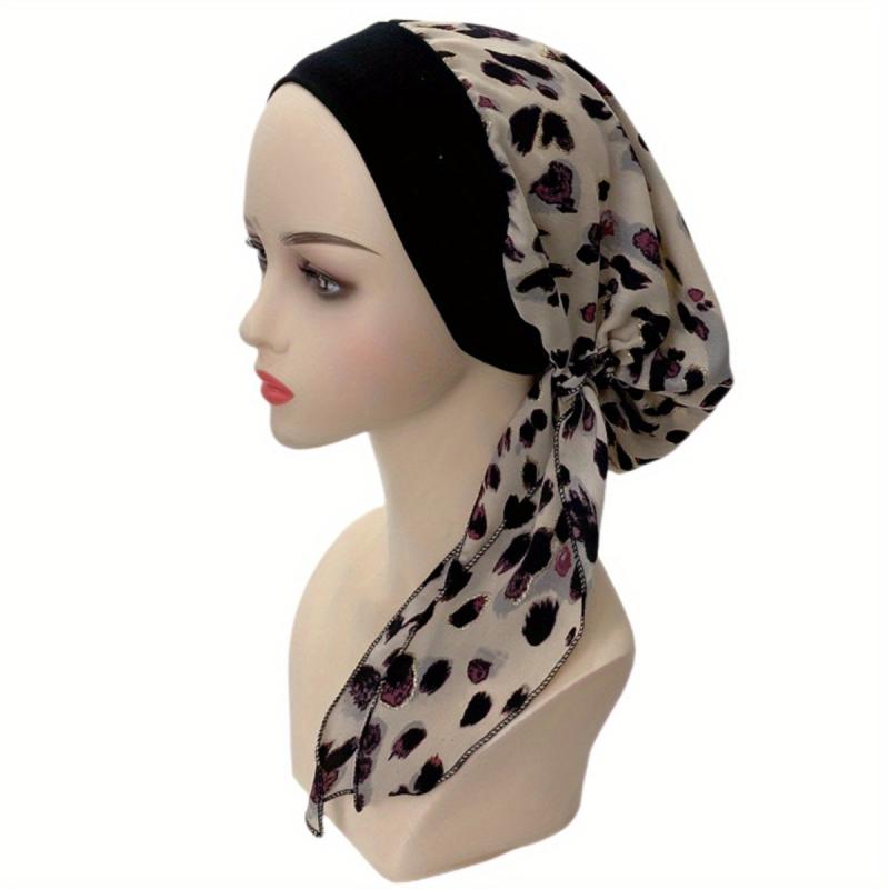 Leopard Print Turban Boho Head Wrap Chemo Cap Ramadan Head Scarf Women