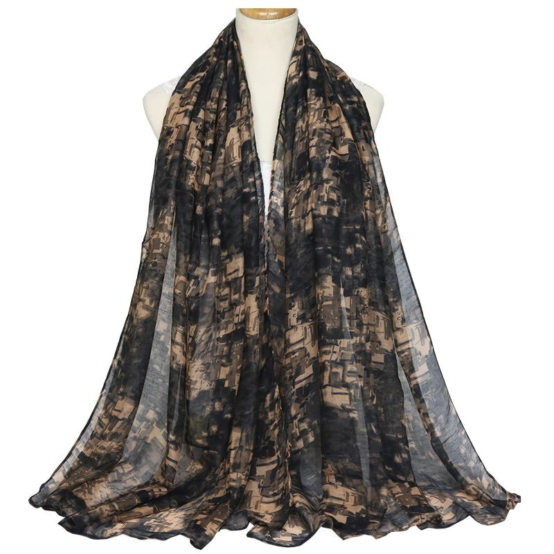 Women's Warm Scarf Long Shawl Linen Feel Light Soft Beach Towel Travel