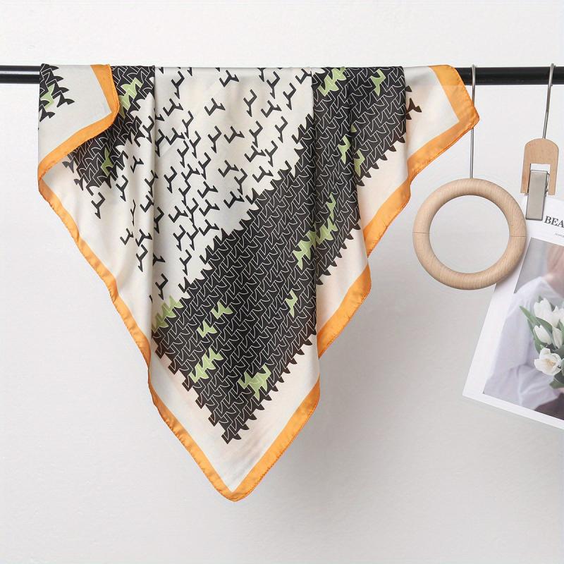 Geometric Print Silk Square Scarf Bandana