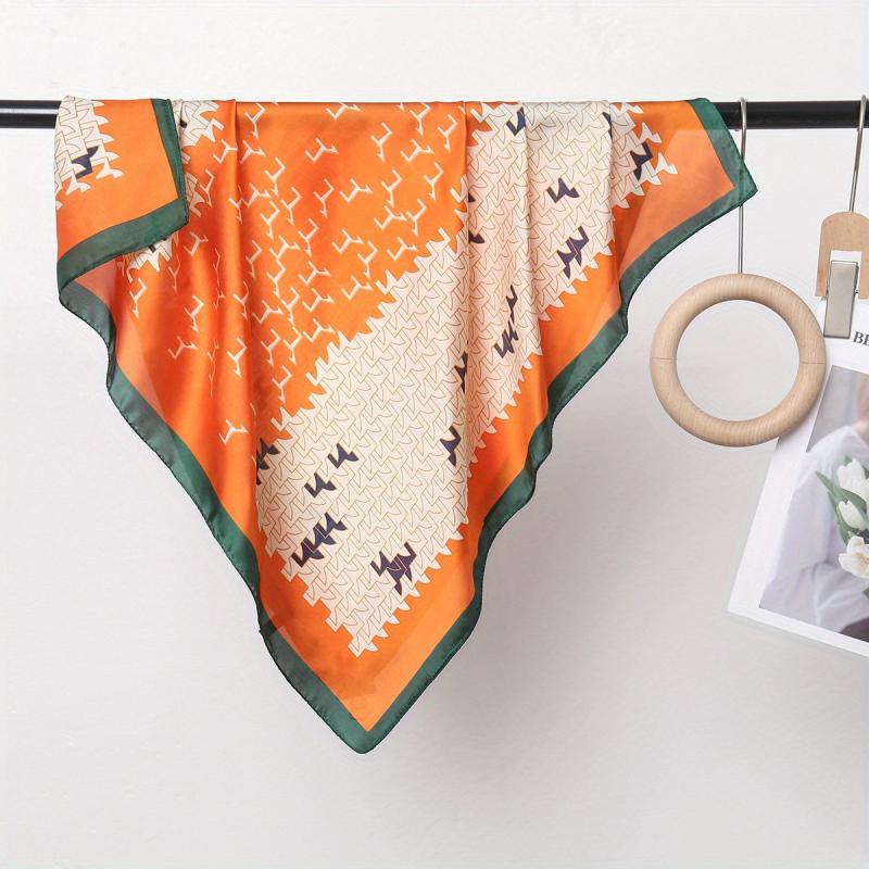 Geometric Print Silk Square Scarf Bandana