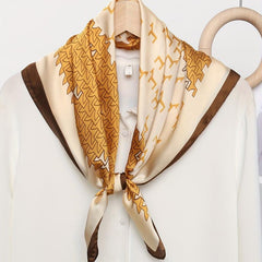 Geometric Print Silk Square Scarf Bandana