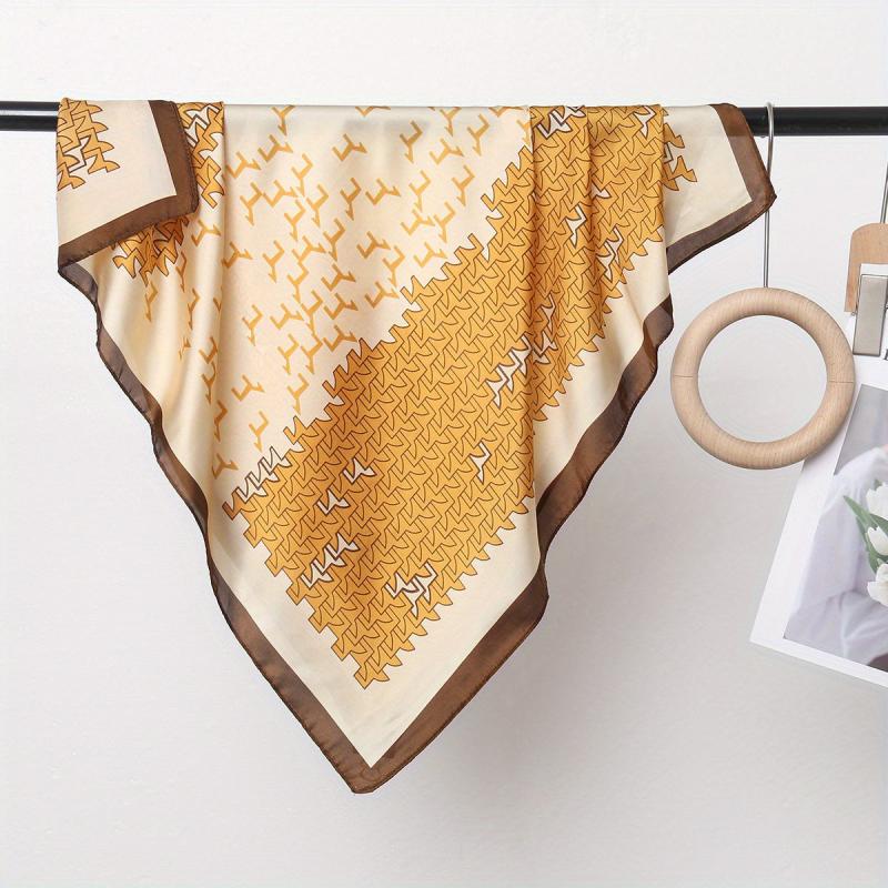 Geometric Print Silk Square Scarf Bandana