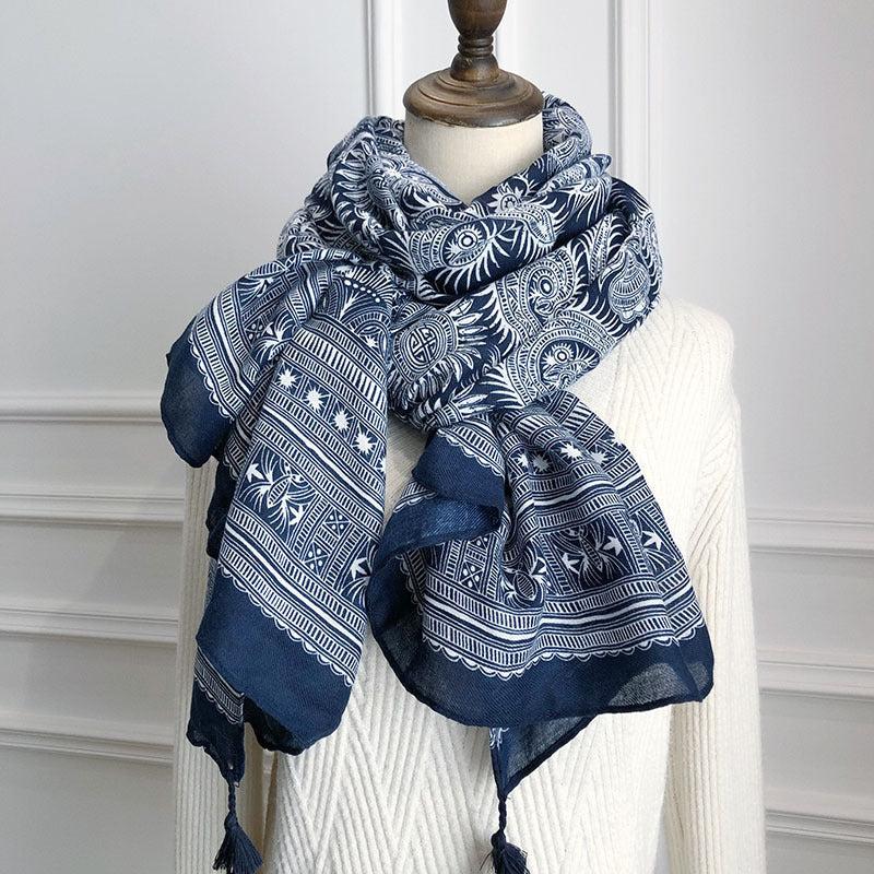 Boho Paisley Print Scarf Thin Shawl Neckerchief Head Wrap Bandana