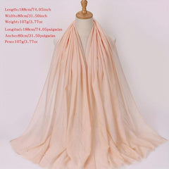 Rhinestone Faux Pearl Decor Scarf Hijab Solid Frayed Edge Shawl