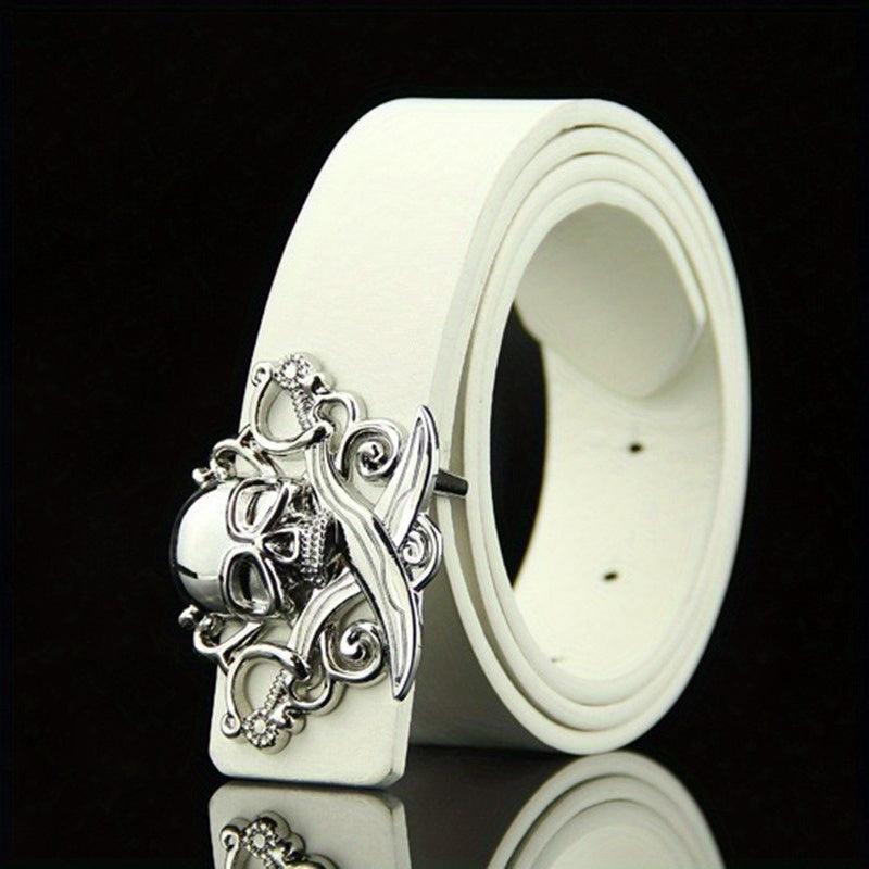 Skull Belt Buckle Casual Leather Belt Men