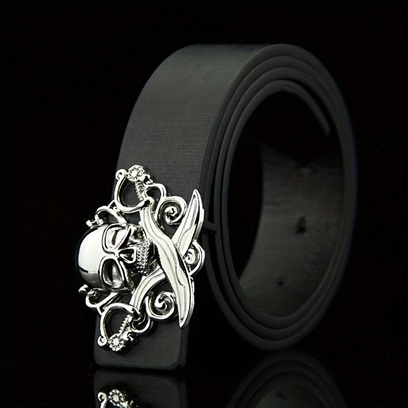 Skull Belt Buckle Casual Leather Belt Men