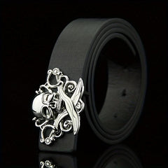 Skull Belt Buckle Casual Leather Belt Men