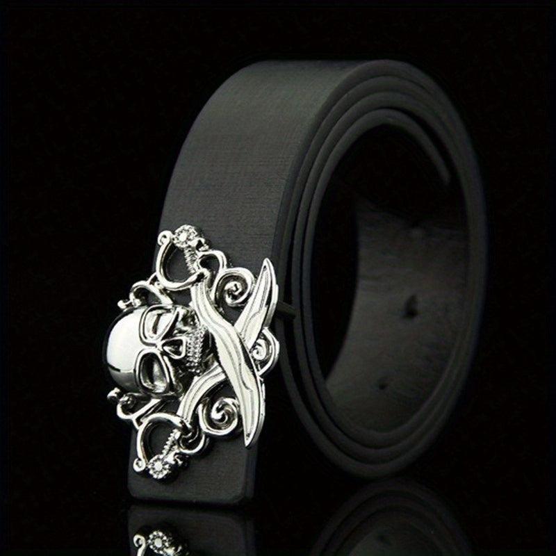 Skull Belt Buckle Casual Leather Belt Men
