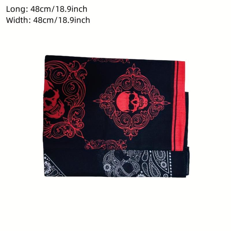 Retro Skull Head Square Scarf Hip hop Style Small Headscarf