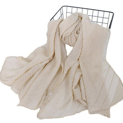 Casual Solid Bandana Striped Wrinkle Shawl Scarf Women Lightweight Silk Neck Sca