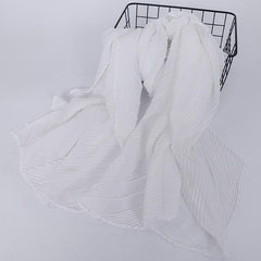 Casual Solid Bandana Striped Wrinkle Shawl Scarf Women Lightweight Silk Neck Sca