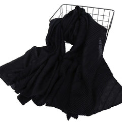 Casual Solid Bandana Striped Wrinkle Shawl Scarf Women Lightweight Silk Neck Sca