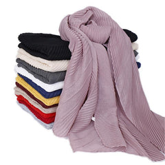Casual Solid Bandana Striped Wrinkle Shawl Scarf Women Lightweight Silk Neck Sca