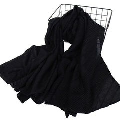 Casual Solid Bandana Striped Wrinkle Shawl Scarf Women Lightweight Silk Neck Sca