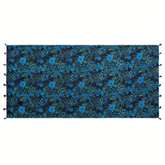 Hydrangea Flower Print Tassel Decor Scarf Casual Shawl Scarf Wrap
