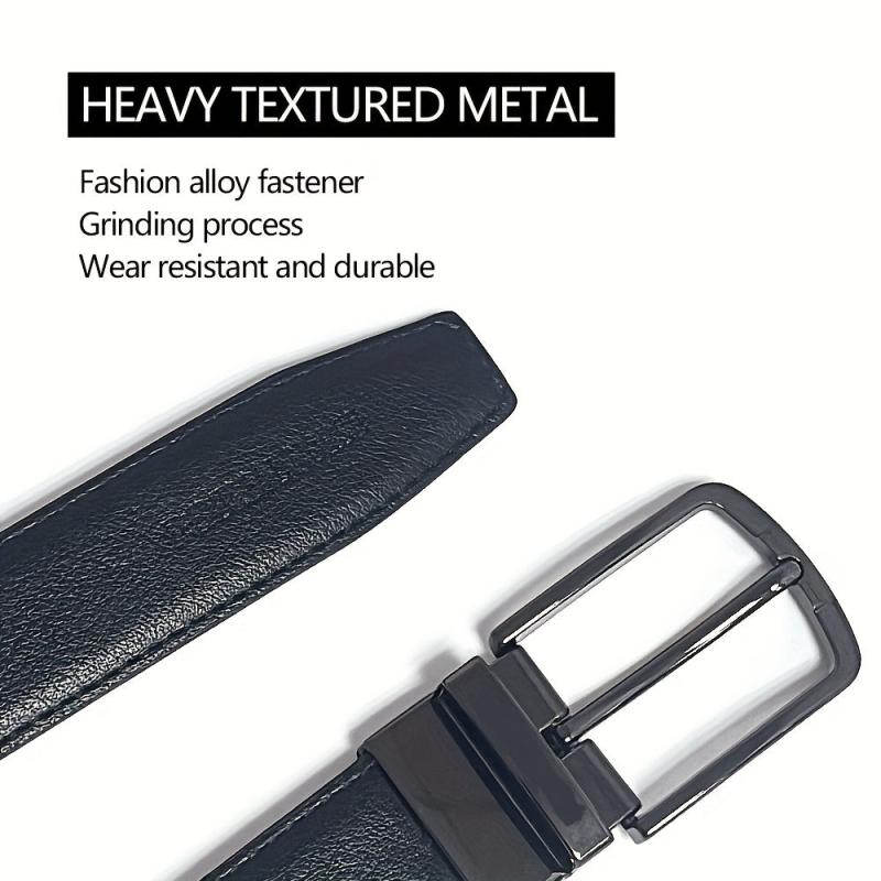 Men's Cowhide Leather Belt Brown Dual Flip Buckle + Box