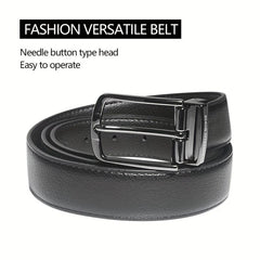 Men's Cowhide Leather Belt Brown Dual Flip Buckle + Box