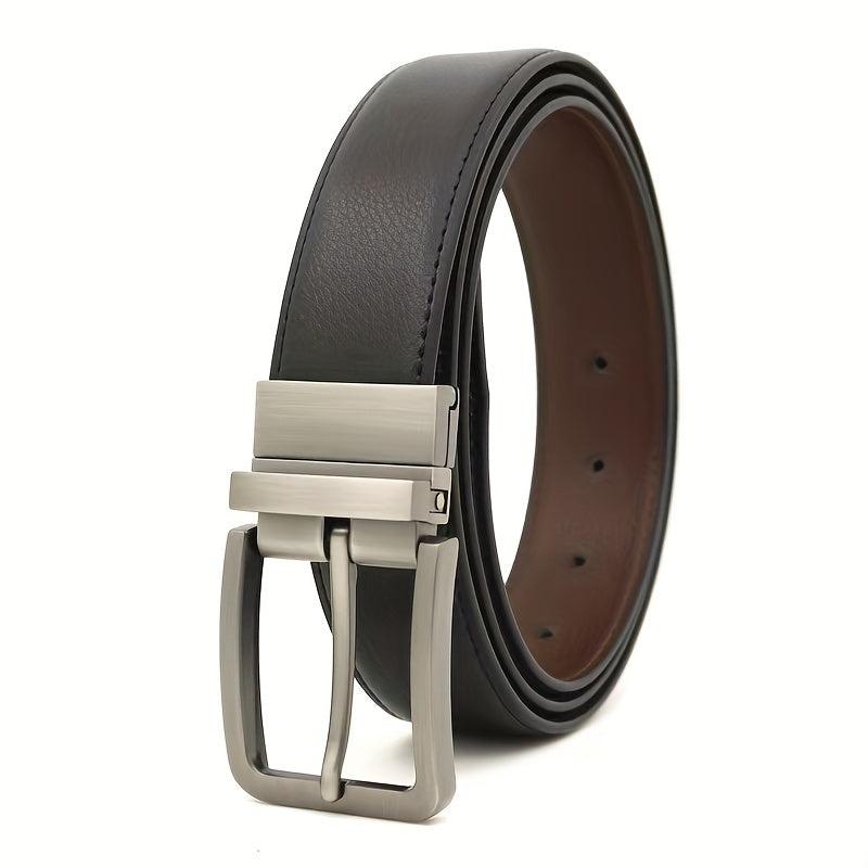 Men's Cowhide Leather Belt Brown Dual Flip Buckle + Box
