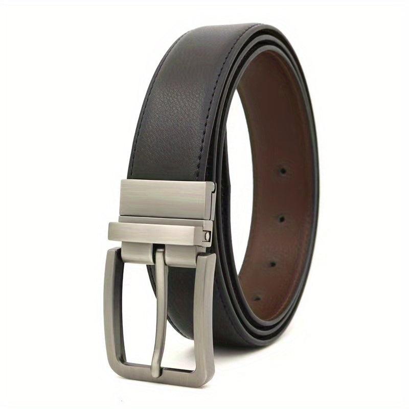 Men's Cowhide Leather Belt Brown Dual Flip Buckle + Box