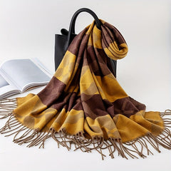 Winter Plaid Soft Warm Scarf Long Tassel Shawl Unisex