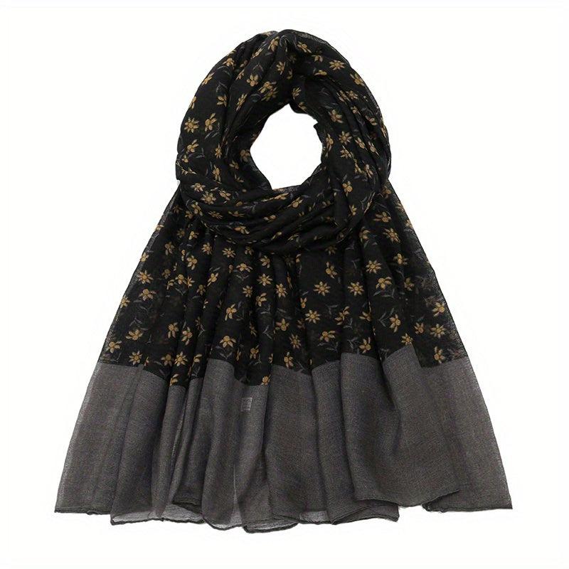 Vintage Floral Print Voile Scarf Breathable Hijab Sunscreen Head Wrap