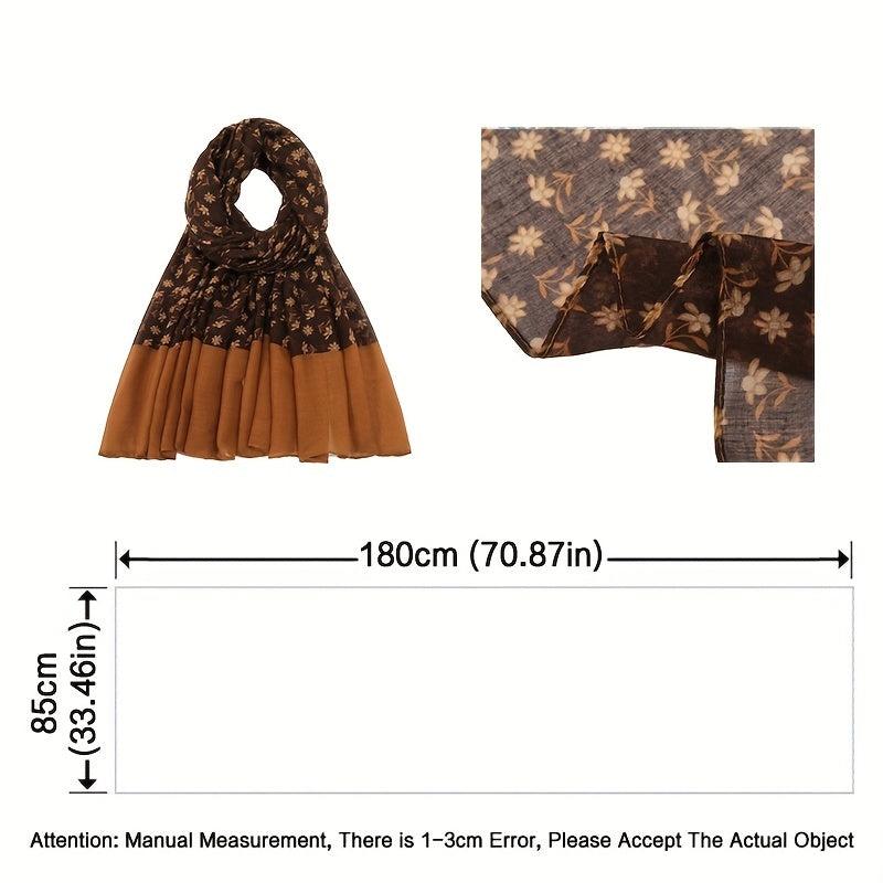 Vintage Floral Print Voile Scarf Breathable Hijab Sunscreen Head Wrap