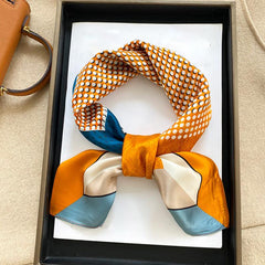 Geometric Multicolor Silk Small Square Women's Warm Scarf