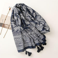 Boho Dark Scarf Vintage Paisley Print Beach Sunscreen Travel Shawl