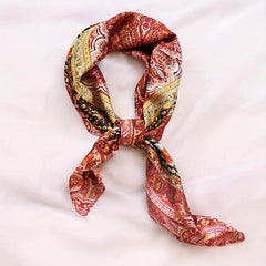 Satin Head Scarf 70cm Square Short Print Silky Headband Neck Decorative