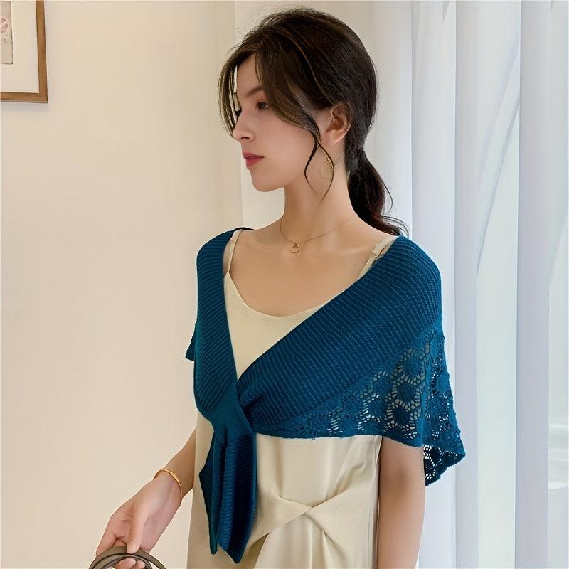 Knitted Hollow Shawl Solid Versatile Sunflower Shawl Wraps For Women