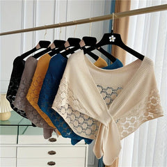 Knitted Hollow Shawl Solid Versatile Sunflower Shawl Wraps For Women
