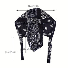 Paisley Print Turban Cap Ramadan Head Wrap Bandana Lace Up Hijab Hat