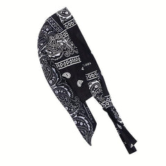 Paisley Print Turban Cap Ramadan Head Wrap Bandana Lace Up Hijab Hat