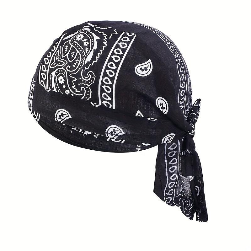Paisley Print Turban Cap Ramadan Head Wrap Bandana Lace Up Hijab Hat