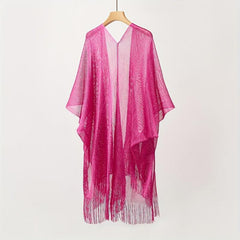Mesh Bikini Cover Up Tassel Shawl Beach Blouse